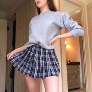 Fei Li Lai Dark Blue & White Plaid Pleated Skirt